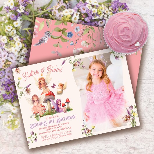 Invitation Pixie Fairy Princesse Enchantée Photo Anniversaire