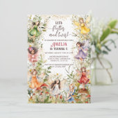 Invitation Pixie florale colorée Fées et champignons Annivers (Debout devant)