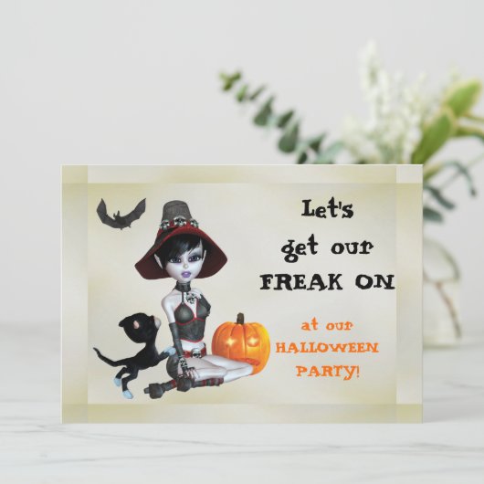 Invitation Pixie Witch Freak Sur La Fête D'Halloween (Debout devant)