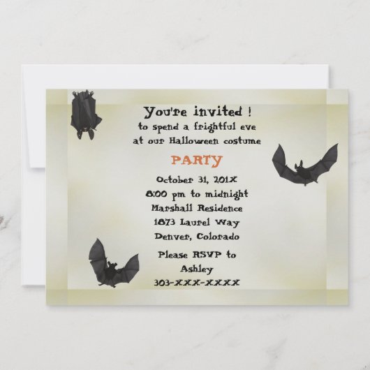 Invitation Pixie Witch Freak Sur La Fête D'Halloween (Dos)