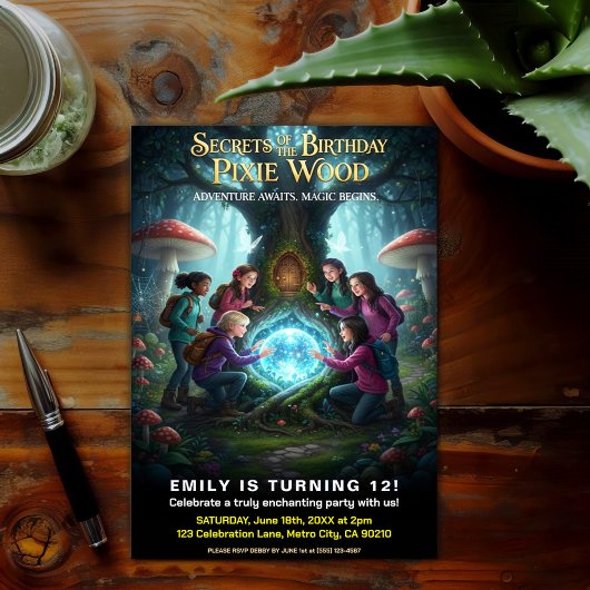 Invitation Pixie Wood Magical Birthday Party