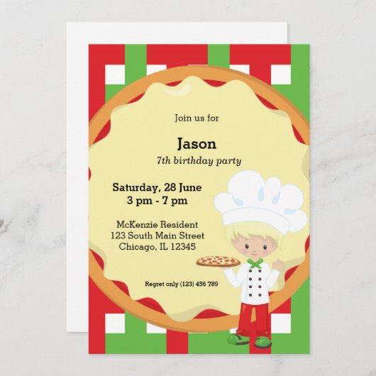 Invitation Pizza (Devant / Derrière)