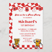 Invitation Pizza 1er Anniversaire Invitations| Pizza Party (Devant / Derrière)