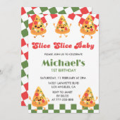 Invitation Pizza 1er anniversaire Invitations| Pizza Party mo (Devant / Derrière)
