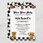 Invitation Pizza 1er Anniversaire Invitations| Slice slice ba (Devant / Derrière)
