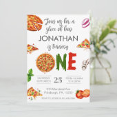 Invitation Pizza 1er Anniversaire moderne Premier Anniversair (Debout devant)