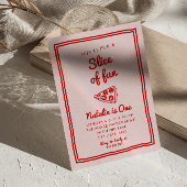 Invitation Pizza 1ère Main Écrite Tiré Slice Of Fun Anniversa