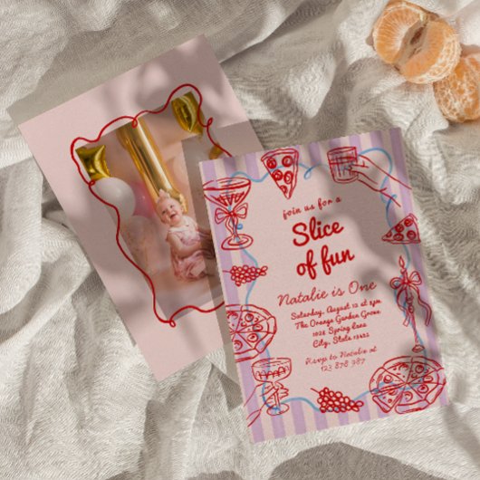 Invitation Pizza 1ère Main Tirée Slice Of Fun Photo Anniversa