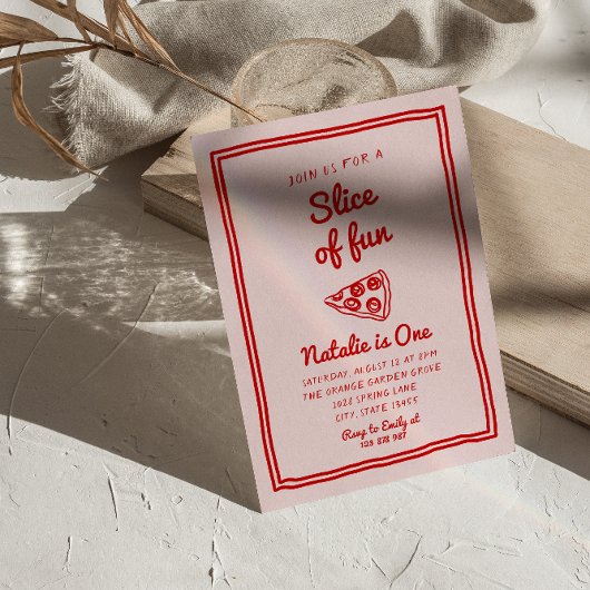 Invitation Pizza 1ère Main Tirée Slice Of Fun Photo Anniversa