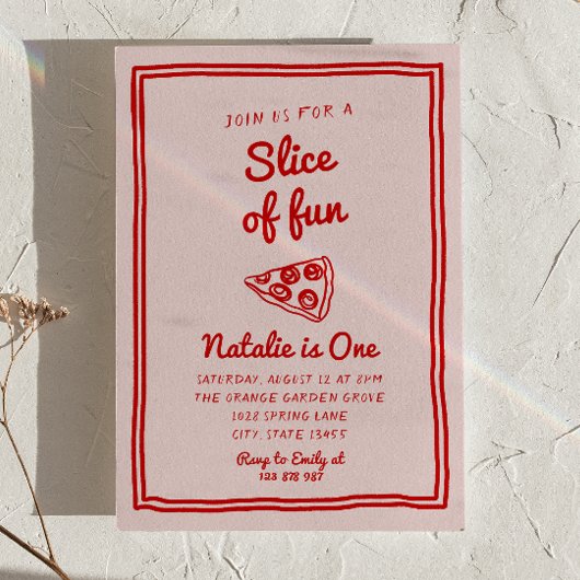 Invitation Pizza 1ère Main Tirée Slice Of Fun Photo Anniversa