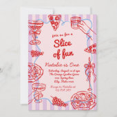 Invitation Pizza 1ère Main Tirée Slice Of Fun Photo Anniversa (Devant)