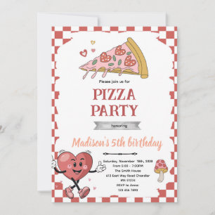 Invitation pizza amour rétro pour deux