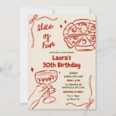 Invitation Pizza amusante et vin Adulte Anniversaire (Devant)