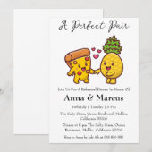 Invitation Pizza & ananas parfait couple dîner de mariée (Devant / Derrière)