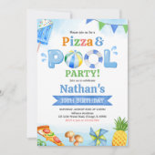 Invitation  Pizza and Pool Birthday Party (Devant)