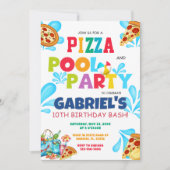 Invitation Pizza and Pool Party Piscine Anniversaire Invitati (Devant)