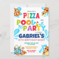 Pizza and Pool Party Piscine Anniversaire Invitati