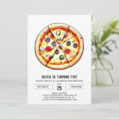 Invitation Pizza Aquarelle Numérique Anniversaire (Debout devant)