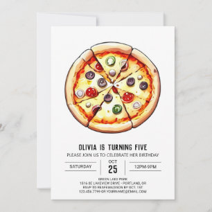 Invitation Pizza Aquarelle Numérique Anniversaire