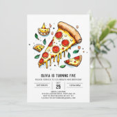 Invitation Pizza au fromage blanc Anniversaire (Debout devant)