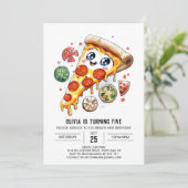 Invitation Pizza au fromage blanc Anniversaire (Debout devant)