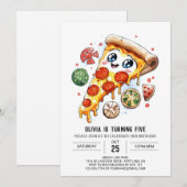 Invitation Pizza au fromage blanc Anniversaire (Devant / Derrière)