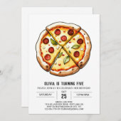 Invitation Pizza au fromage d'aquarelle (Devant / Derrière)