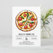 Invitation Pizza au fromage personnalisé Anniversaire (Debout devant)