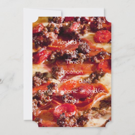 Invitation pizza au pepperoni et saucisse enterrement de vie (Dos)