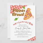 Invitation Pizza Baby shower Coupe rouge En vichy (Devant)