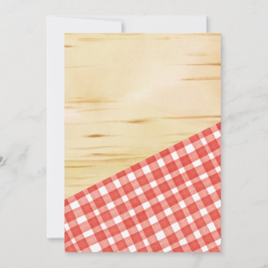 Invitation Pizza Baby shower Coupe rouge En vichy (Dos)