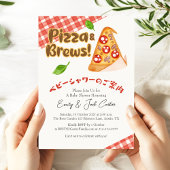 Invitation Pizza Baby shower Coupe rouge En vichy