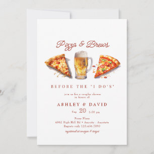 Invitation Pizza & Bière   Aquarelle Couples Douche