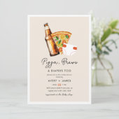 Invitation Pizza & Bière Diaports Baby shower Décontracté Cou (Debout devant)