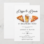 Invitation Pizza & Bière | Fête de Couple à l'Aquarelle (Devant / Derrière)