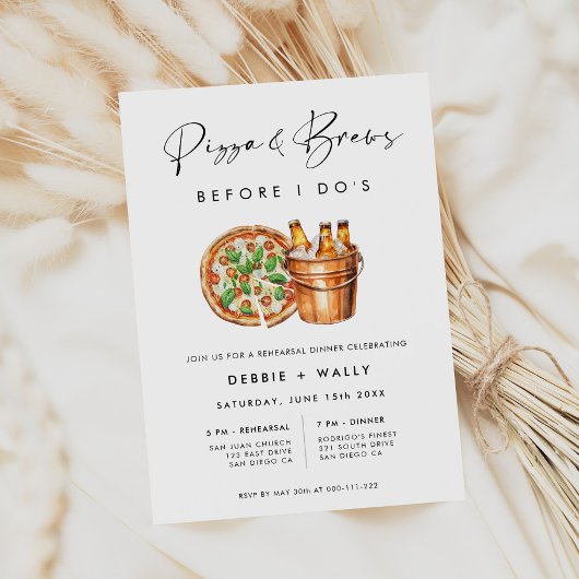 Invitation Pizza & Brews avant le dîner de répétition de I Do