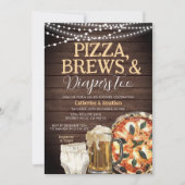 Invitation Pizza, Brews & Diaports aussi, Baby shower Bois (Devant)