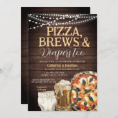 Invitation Pizza, Brews & Diaports aussi, Baby shower Bois (Devant / Derrière)