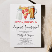 Invitation Pizza Brews et Diapers Times Deux Baby showers jum