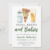 Invitation Pizza, brunes et bébés - Baby shower (Devant)