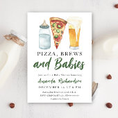 Invitation Pizza, brunes et bébés - Baby shower