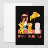 Invitation Pizza chat Crème glacée Kitten Kitty Animal animal (Devant / Derrière)