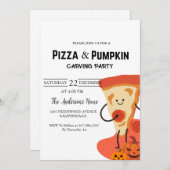 Invitation Pizza & Citrouille Halloween fête de sculpture (Devant / Derrière)