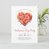 Invitation Pizza Coeur Rose moderne Valentines Party (Debout devant)