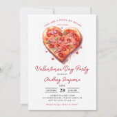 Invitation Pizza Coeur Rose moderne Valentines Party (Devant)