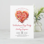 Invitation Pizza Coeur Rose moderne Valentines Party (Debout devant)