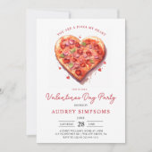 Invitation Pizza Coeur Rose moderne Valentines Party (Devant)