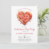 Invitation Pizza Coeur Rose moderne Valentines Party (Debout devant)