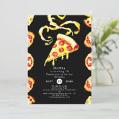 Invitation Pizza colorée mignonne anniversaire (Debout devant)