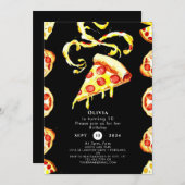 Invitation Pizza colorée mignonne anniversaire (Devant / Derrière)